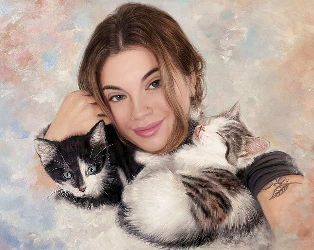 Lady with her Cats