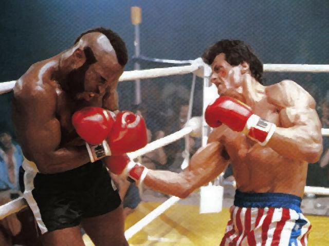 Oil Painting of Rocky Balboa vs Clubber Lang
