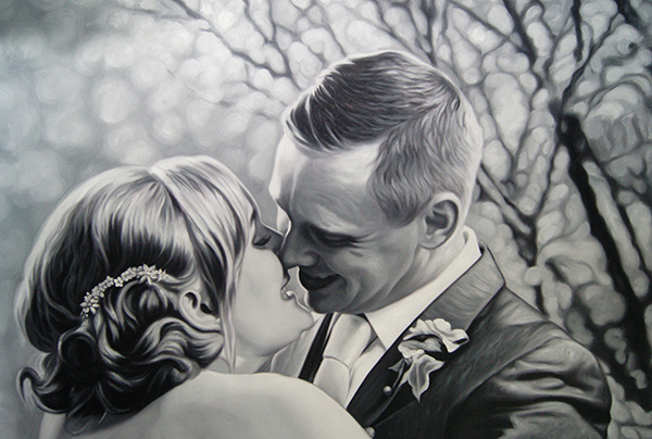 Oil Painting of The Bride and Groom